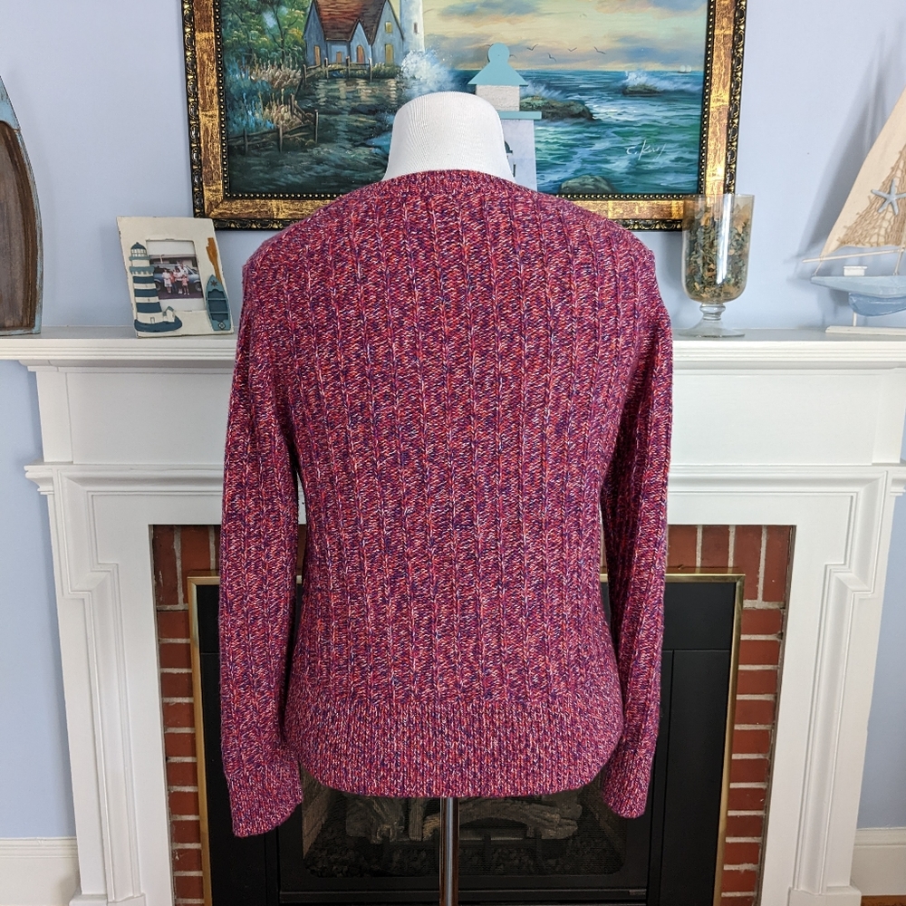 🍁 EUC Banana Republic Wool Cashmere Blend Ribbed Sweater in Berry, Size L - Picture 6 of 11